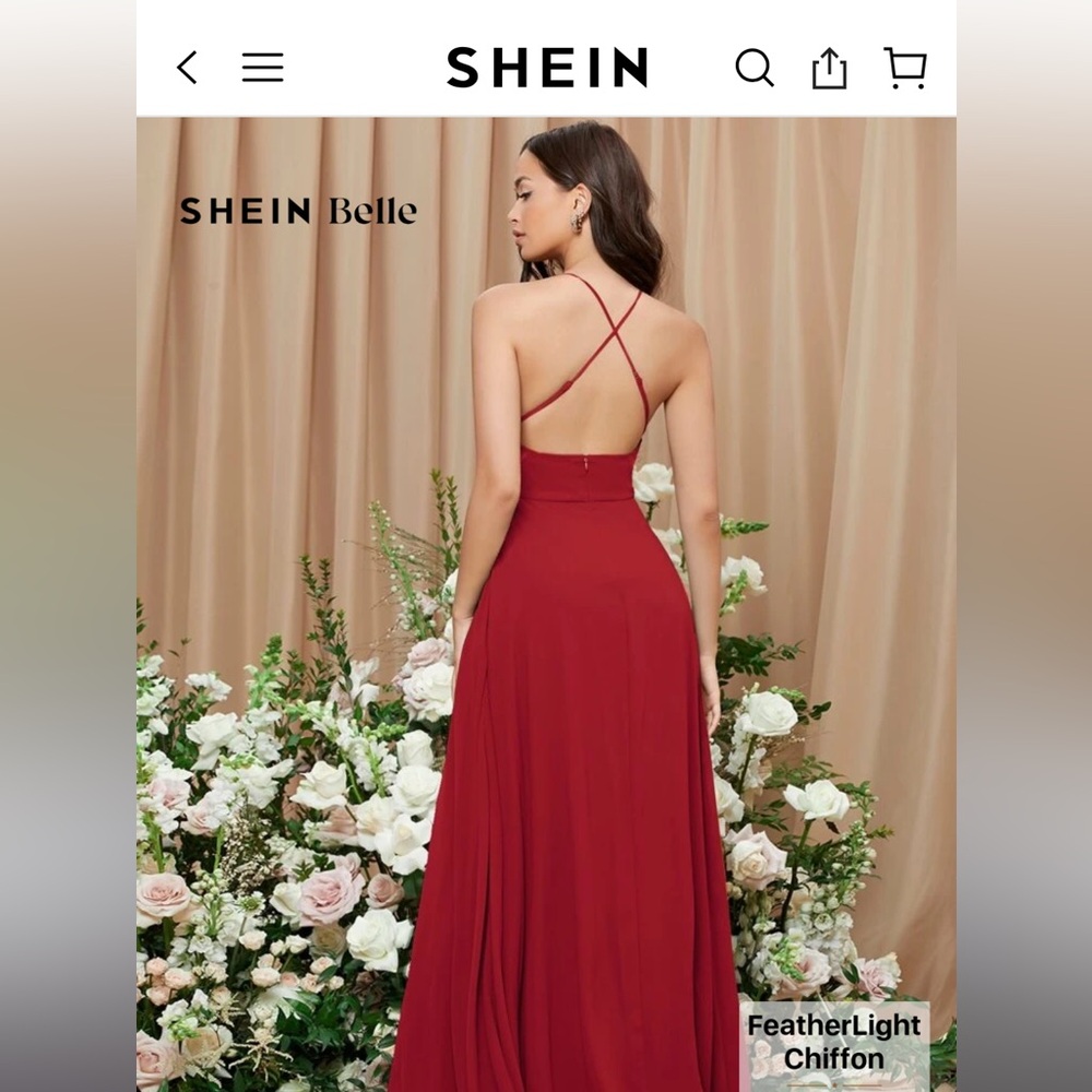 Stunning Red Backless Chiffon Split Thigh Dress - image 2